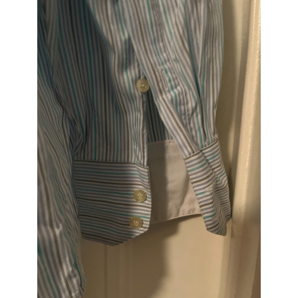 LACOSTE Mens 46 Modern Fit Striped Button Down Long Sleeve Dress Shirt *NOTE - Picture 6 of 8